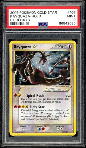 Rayquaza Gold Star PSA 9 (Gimp sample)