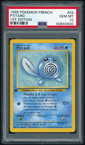 59 of 102 - Poliwag (Ptitard) - French 1st Ed - PSA 10 - Front