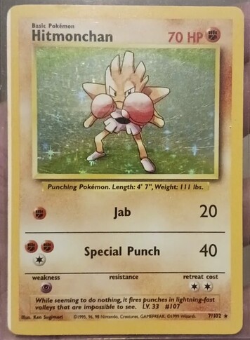 Hitmonchan missing holo edge raw