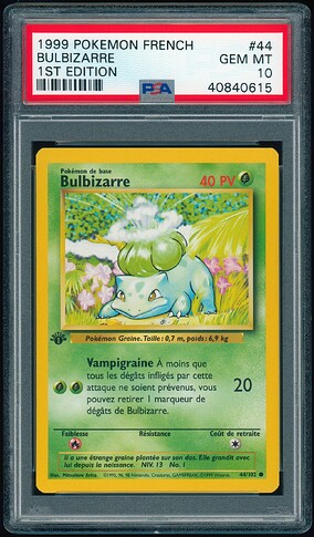 44 of 102 - Bulbasaur (Bulbizarre) - French 1st Ed - PSA 10 - Front