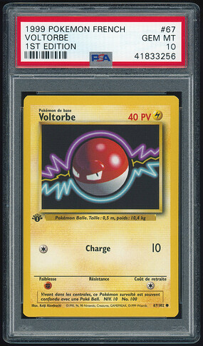 67 of 102 - Voltorb (Voltorbe) - French 1st Ed - PSA 10 - Front