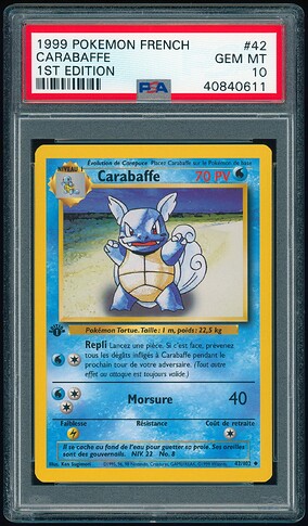 42 of 102 - Wartortle (Carabaffe) - French 1st Ed - PSA 10 - Front