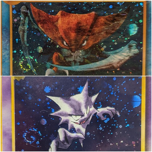 Same holofoil pattern (Fossil Haunter & Neo Discovery Kabutops)