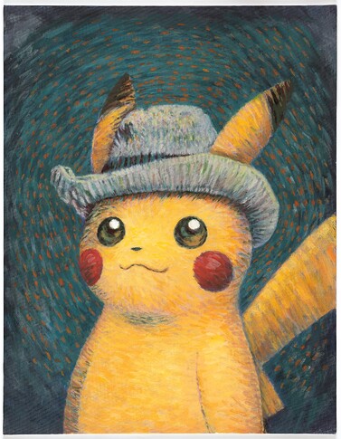 Pokemon_x_Van_Gogh_Museum_-_Pikachu_i_by_Self-Portrait_with_Grey_Felt_Hat
