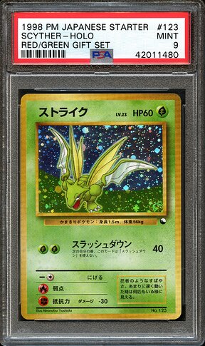 1998 Pokemon Red Green Scyther Holo PSA 9 front