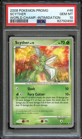 2008 Pokemon World Championship Scyther PSA 10 front