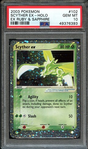 2003 Pokemon Scyther EX Holo PSA 10 front