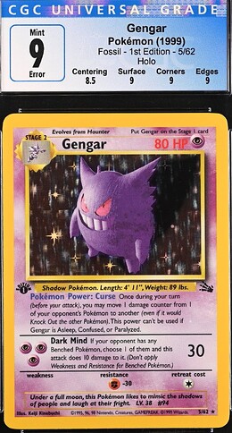 Gengar 1st ed back stain front
