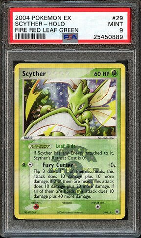 2004 Pokemon Fire Red Leaf Green Scyther Holo PSA 9 front