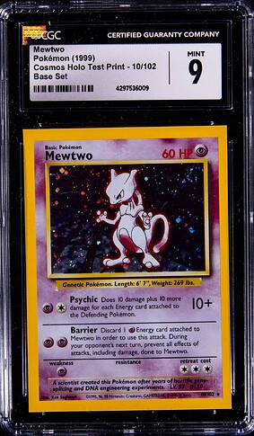 Mewtwo UED Base Set Cosmos Holofoil