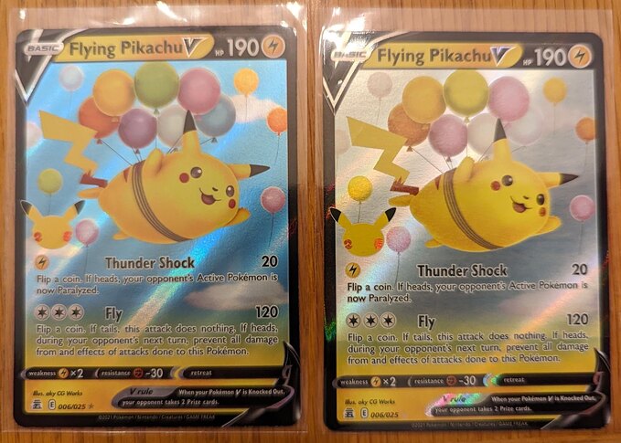 Color misprint Flying Pikachu V (missing Cyan)