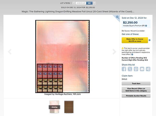 8 Sheet Sold December 2024