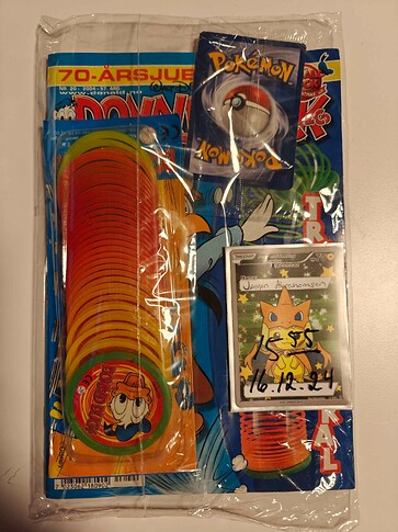Norwegian Donald Duck with sealed Kyogre no dot bar (sold for 8200nok or 722 USD) - front