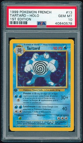 13 of 102 - Poliwrath (Tartard) - French 1st Ed - PSA 10 - Front