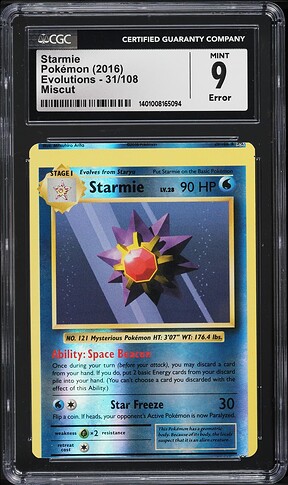Screenshot 2023-12-10 at 19-38-56 2016 Pokemon XY Evolutions Error Reverse Holo Starmie #31 CGC 9 MINT - Weekly Sunday Auction - Closing December 10 2023 PWCC Marketplace