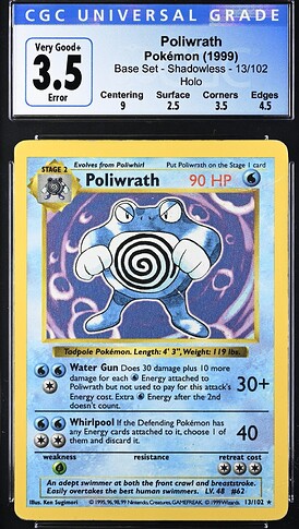 Poliwrath Missing holo front cgc