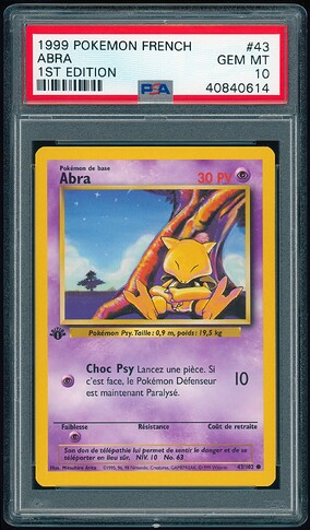 43 of 102 - Abra (Abra) - French 1st Ed - PSA 10 - Front