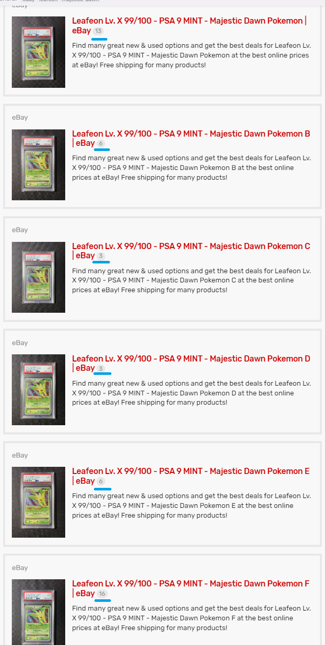 Seller Lists 8.33% of the PSA 9 Leafeon Lv.X Population in One Night -  General - Elite Fourum
