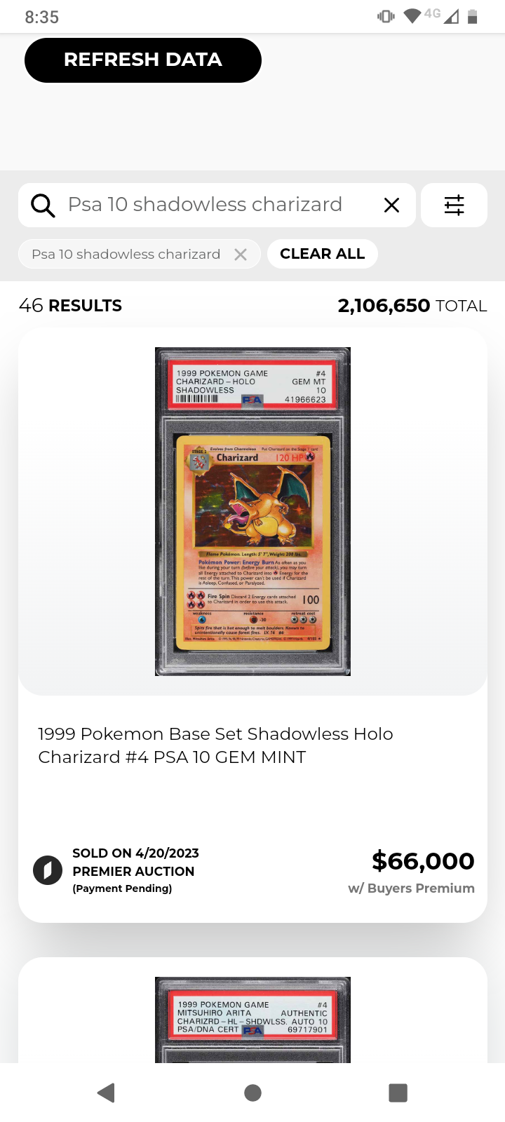 Cgc pristine 10 shadowless charizard pop 1 up for auction on pwcc ...